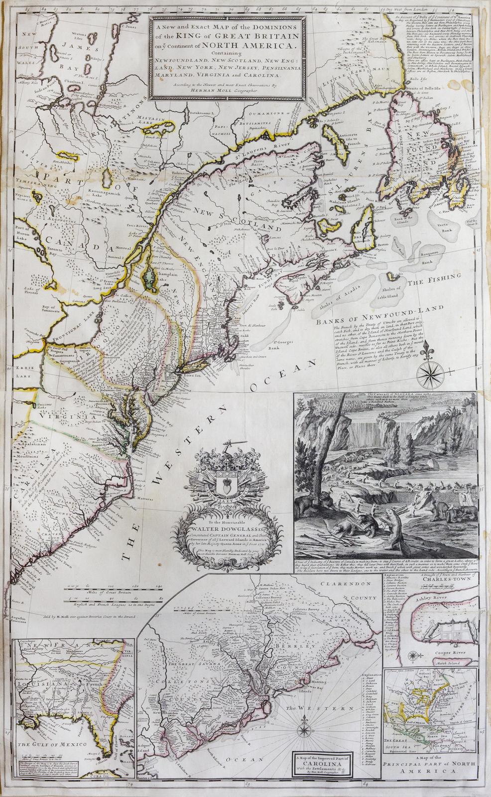 Herman Moll. BEAVER MAP OF AMERICA. 1715.