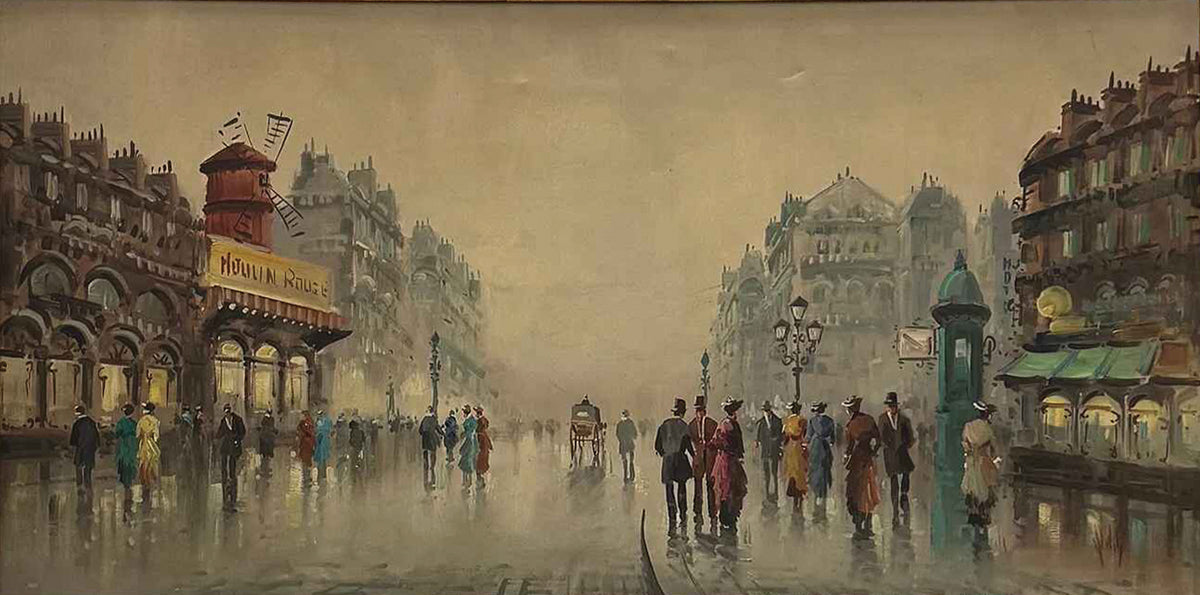 DEVITY, Antonio (1901-1993), Paris Street Scene showing the famous Moulin Rouge