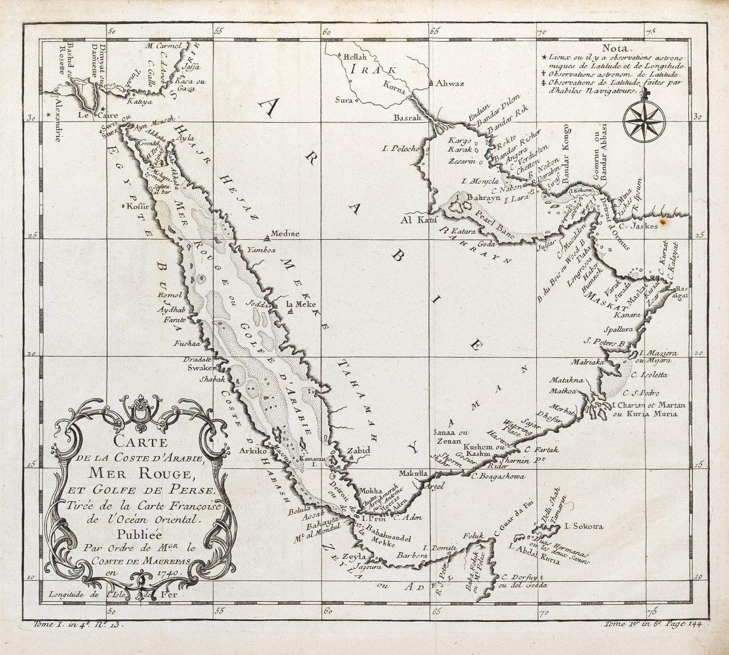 Bellin, J. Nicolas. Carte De La Coste D'Arabie. Paris, c. 1746-88