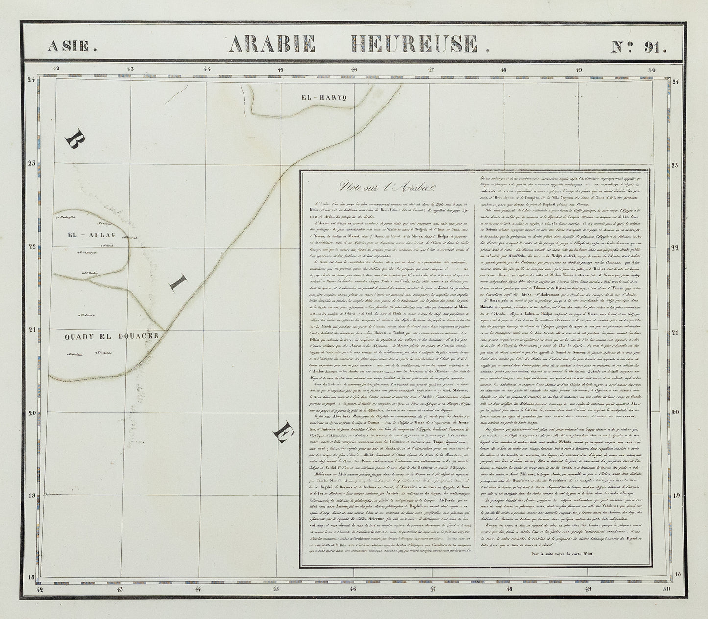 Vandermaelen, Philippe. Arabie Heureuse. Asie No. 91. Brussels: c. 1827
