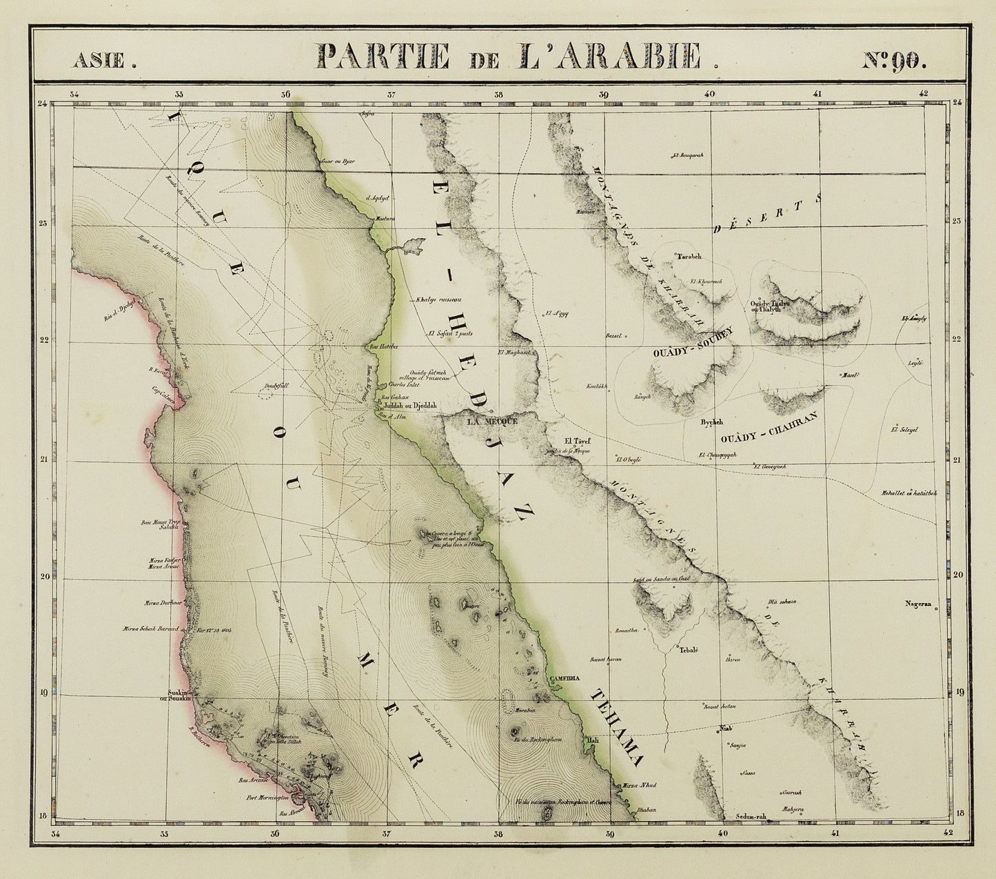 Vandermaelen, Philippe. Partie de L'Arabie. Asie No 90. Brussels: c. 1827