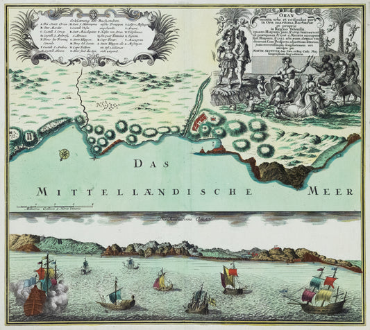 Seutter, Matthaeus. Oran munita urbs et comodus port in Ora Maritima Barbariae et proprie in Regno Telefin. Augsburg: 1740-50
