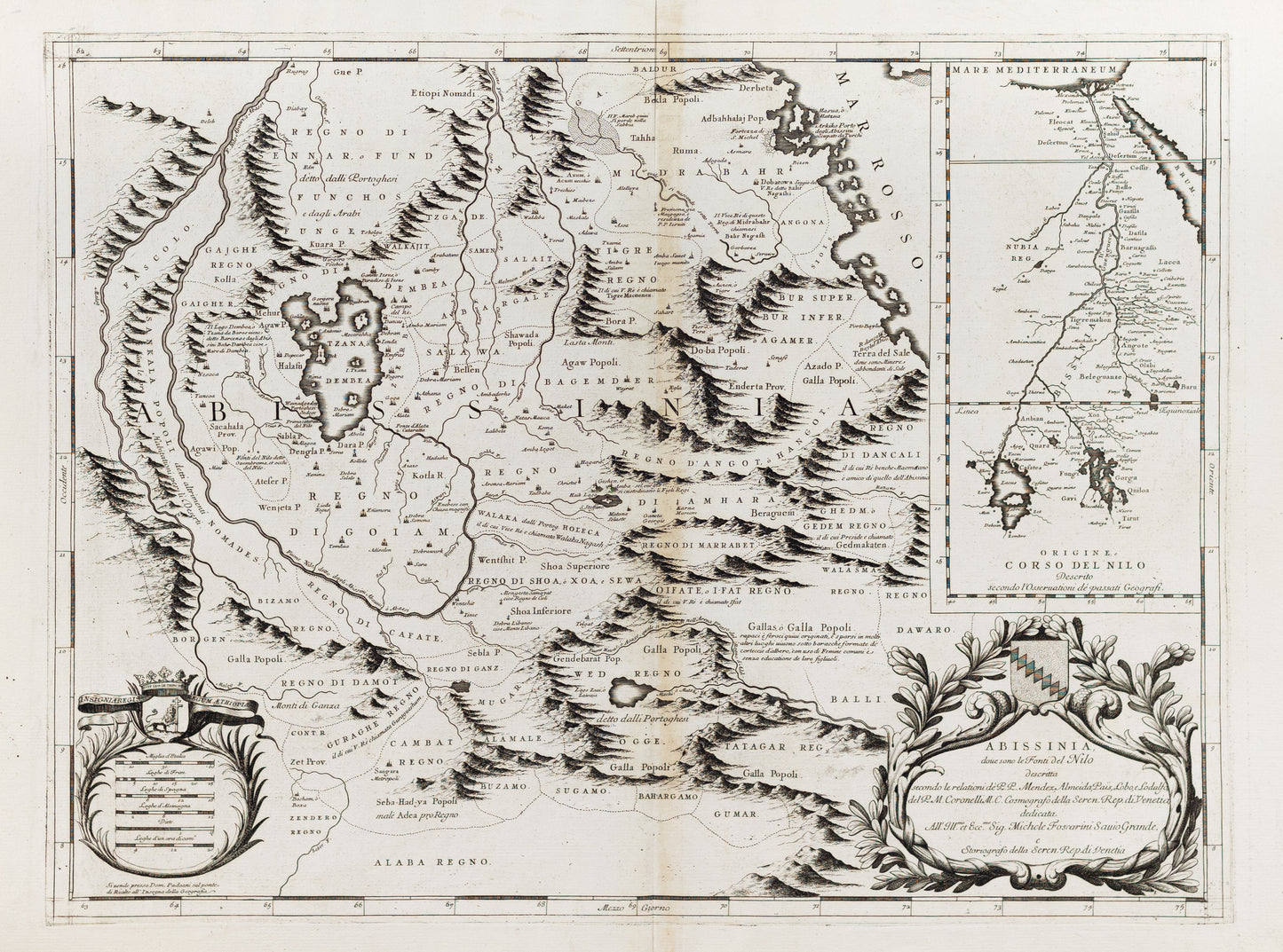 Maria Coronelli, Vincenzo. Abissina, de sono le Fonti del Nilo [Map of Ethiopia]. Venice, 1688.