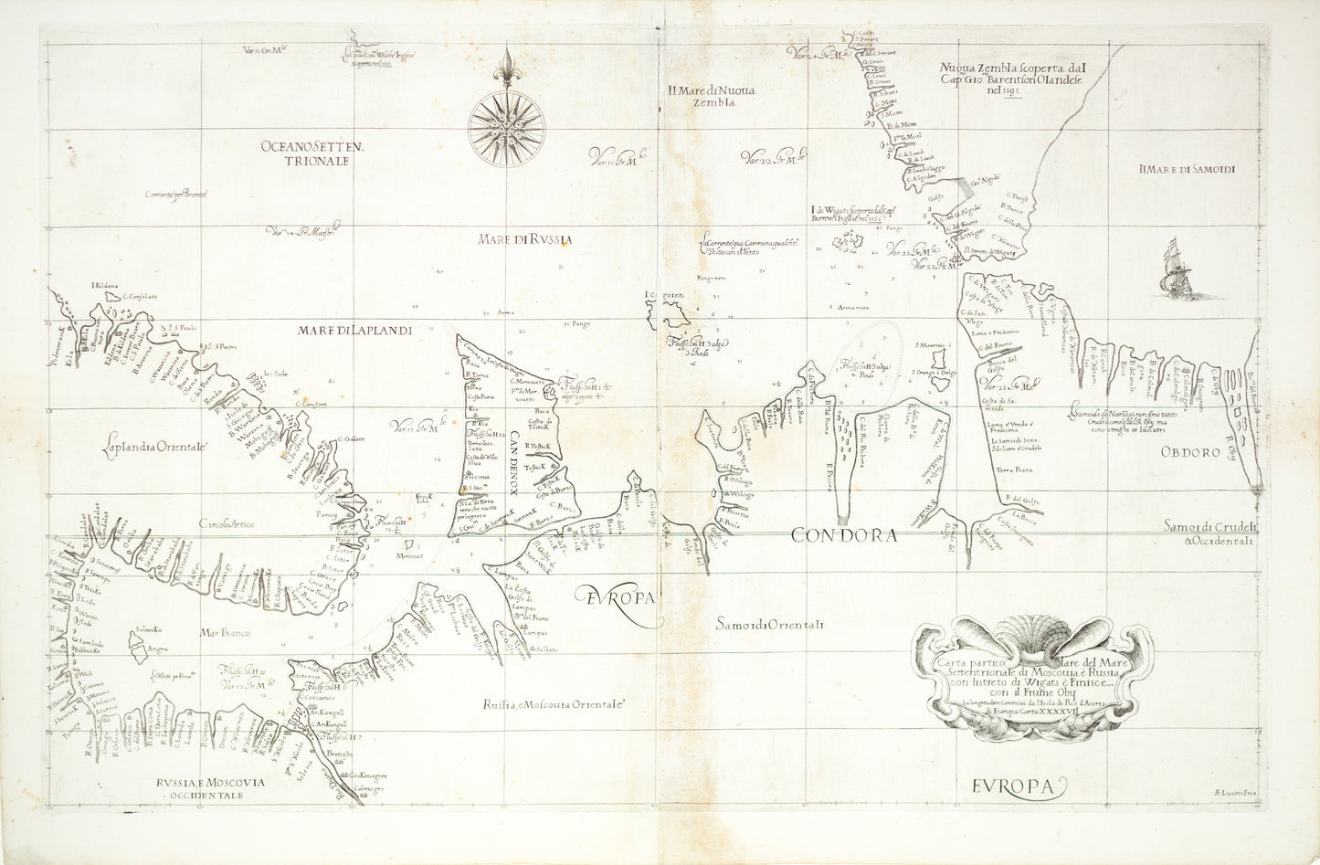 Dudley, Sir Robert. Russia, Carta particolare del Mare Settentrionale di Moscouia e Russia ... Florence, 1646