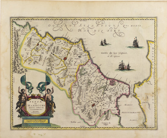 Ortelius, Mercator and Hondius. Fezzae et Marocchi Regna Africae Celeberrima. 1636