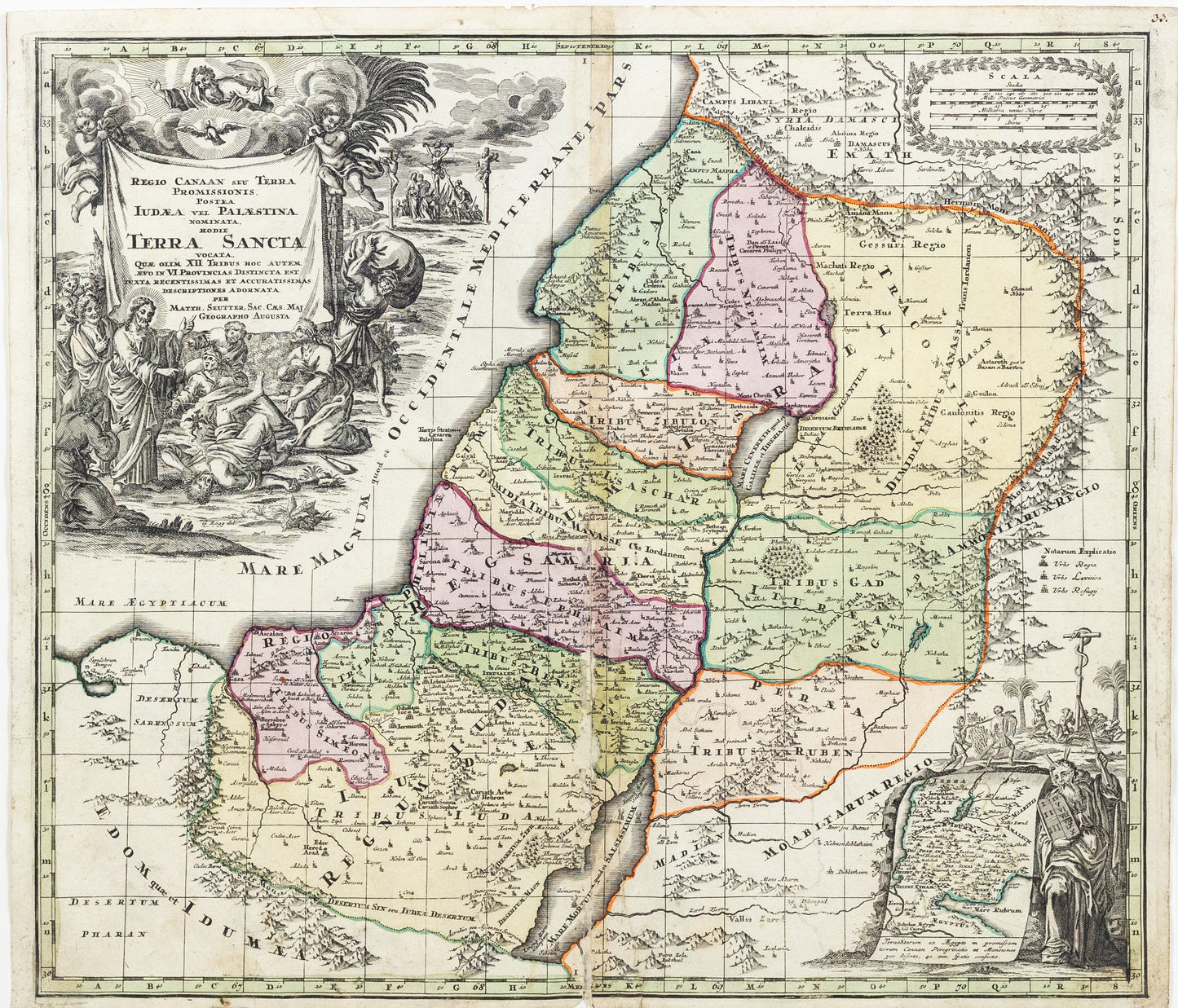 Matt. Seutter. Regio Canaan seu Terra Profissionais postea Judaea vel Palaestina nominata hodie Terra Sancta. Augsburg: ca. 1730
