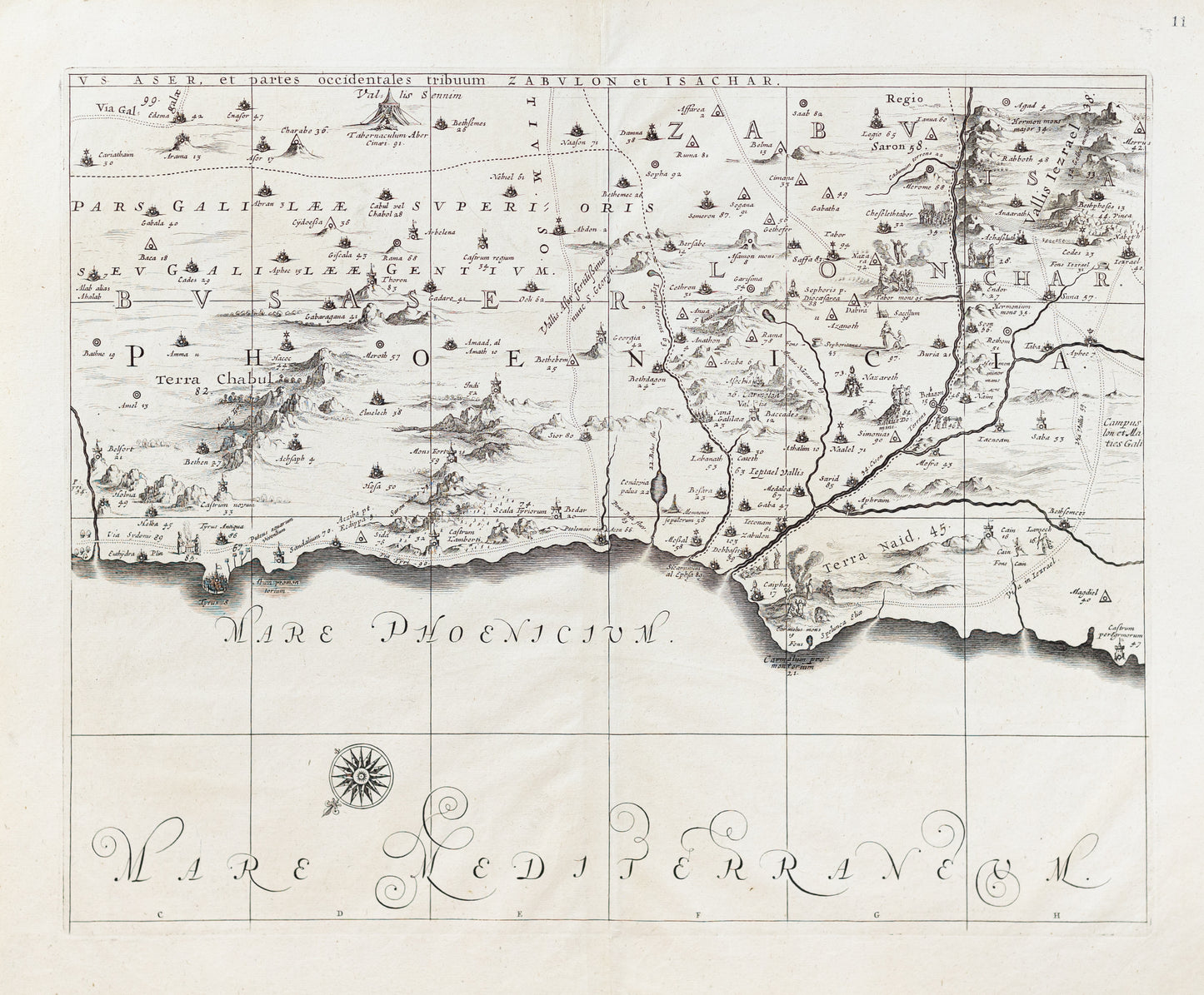 Jansson, Jan. Tribus Aser, et partes occidentales tribuum Zabulon et Isachar. Amsterdam: 1650s