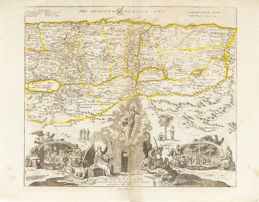 Visscher, Nicolas. The Land of Canaan Travel'd over by Our Saviour Jesus Christ and by his Apostles. ca. 1720