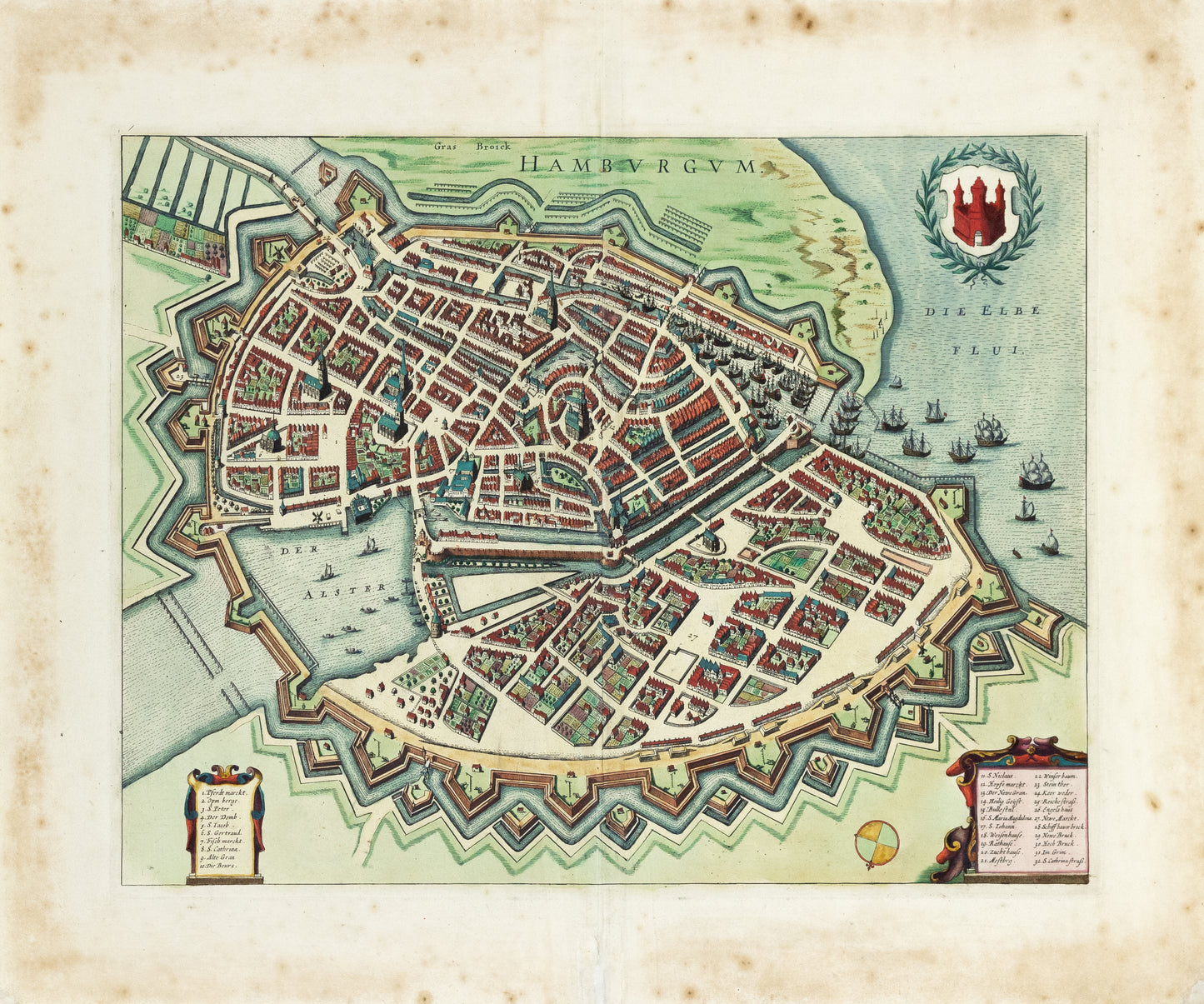 Visscher, Nicolas and Blaeu, Willem. Hamburgum. 1645.
