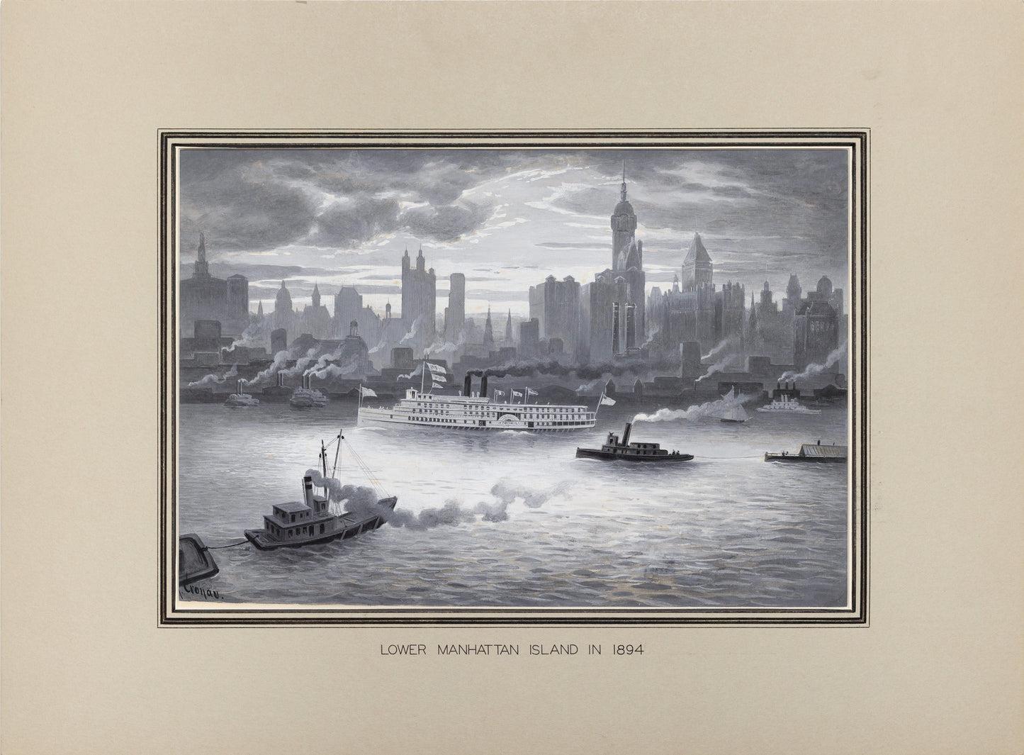 RUDOLF DANIEL LUDWIG CRONAU (1855 - 1939) Lower Manhattan Island in 1894