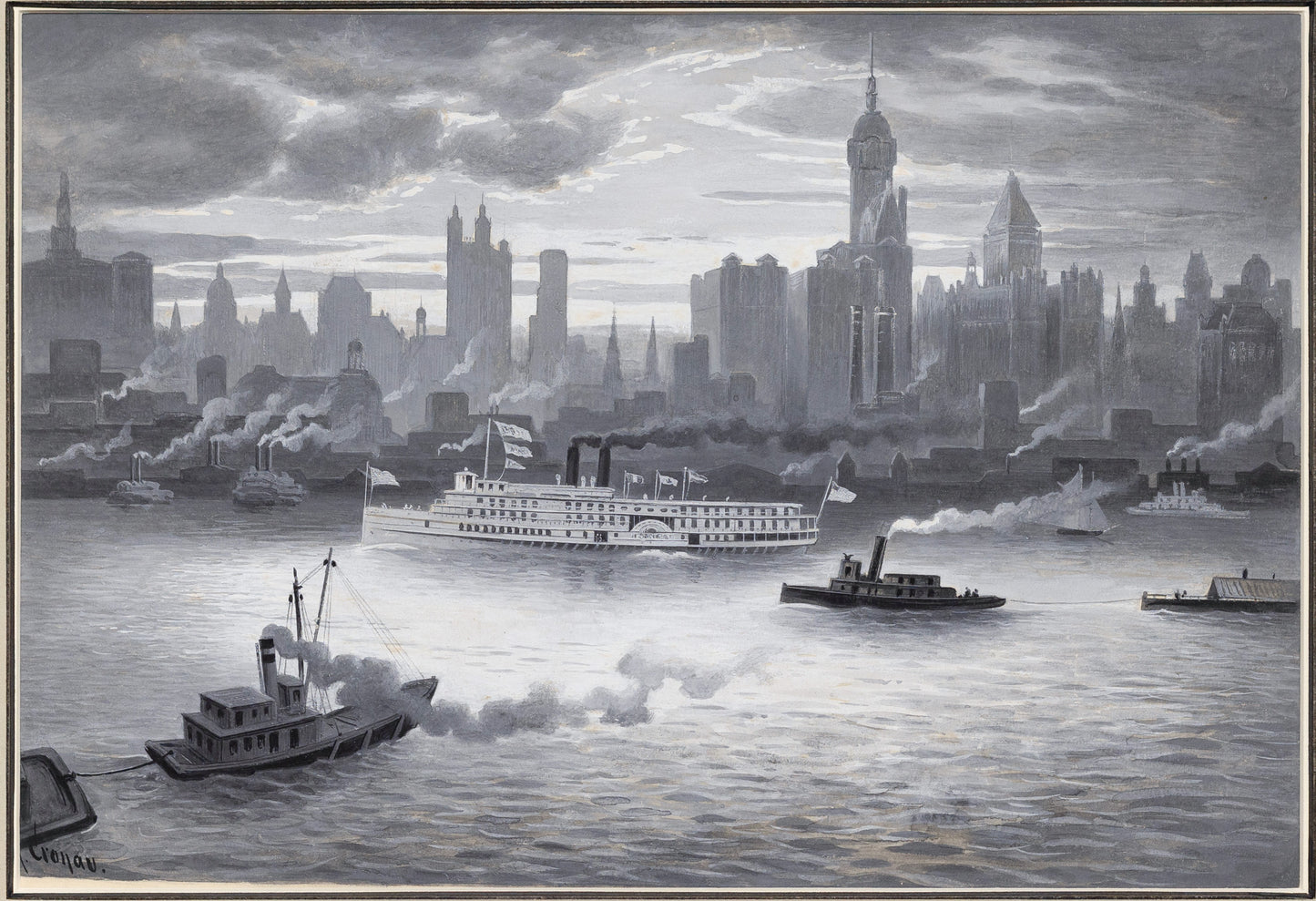 RUDOLF DANIEL LUDWIG CRONAU (1855 - 1939) Lower Manhattan Island in 1894