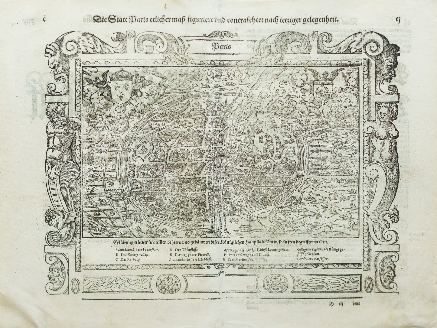 Sebastian Munster. Map of Paris, c. 1550s.