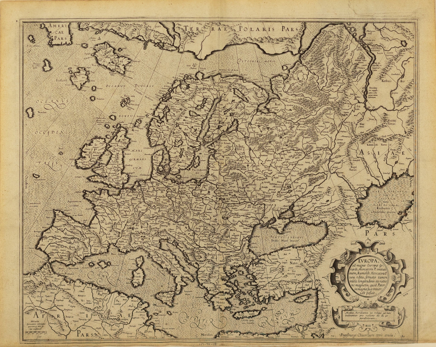 Mercatore, Gherardo. Europa ad magnae Europae Gerardi Mercatoris P. imitationem Rumoldi Mercatoris. ca. 1595.