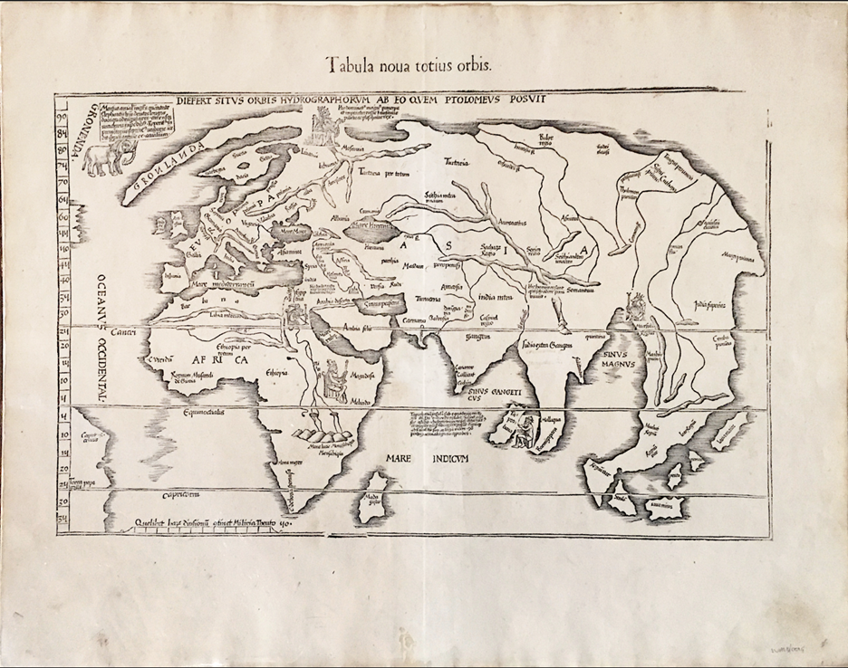 Laurent FRIES (ca. 1485-1532) and Martin WALDSEEMULLER (1470-1520). Tabula Nova Totius Orbis.1541