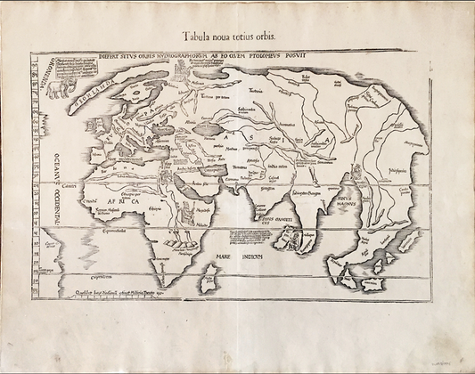 Laurent FRIES (ca. 1485-1532) and Martin WALDSEEMULLER (1470-1520).  Tabula Nova Totius Orbis.1541