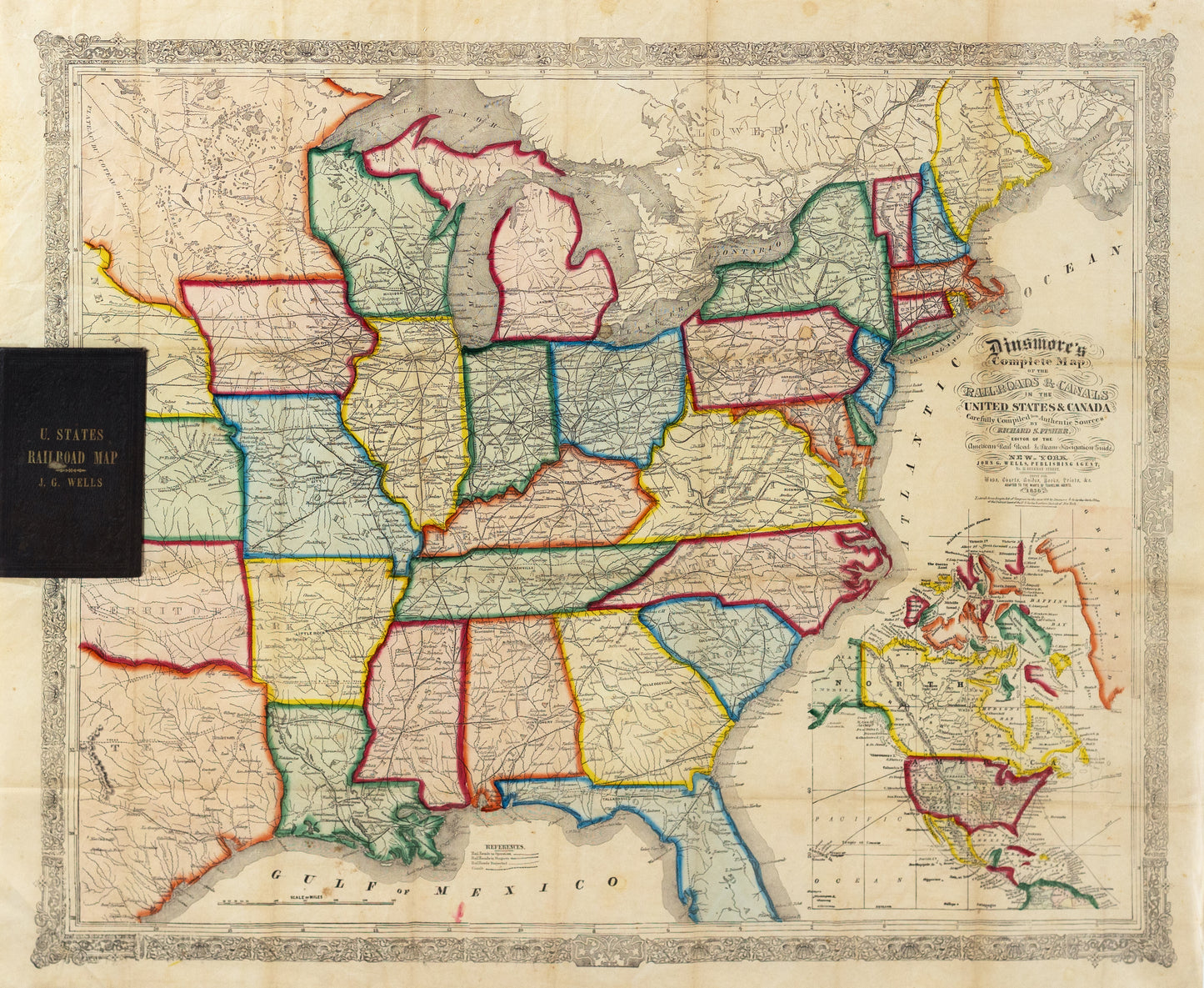 Wells, John. G. Dinsmore's Complete Map of the Railroads and Canals in the United States of America & Canada. New York, 1856.