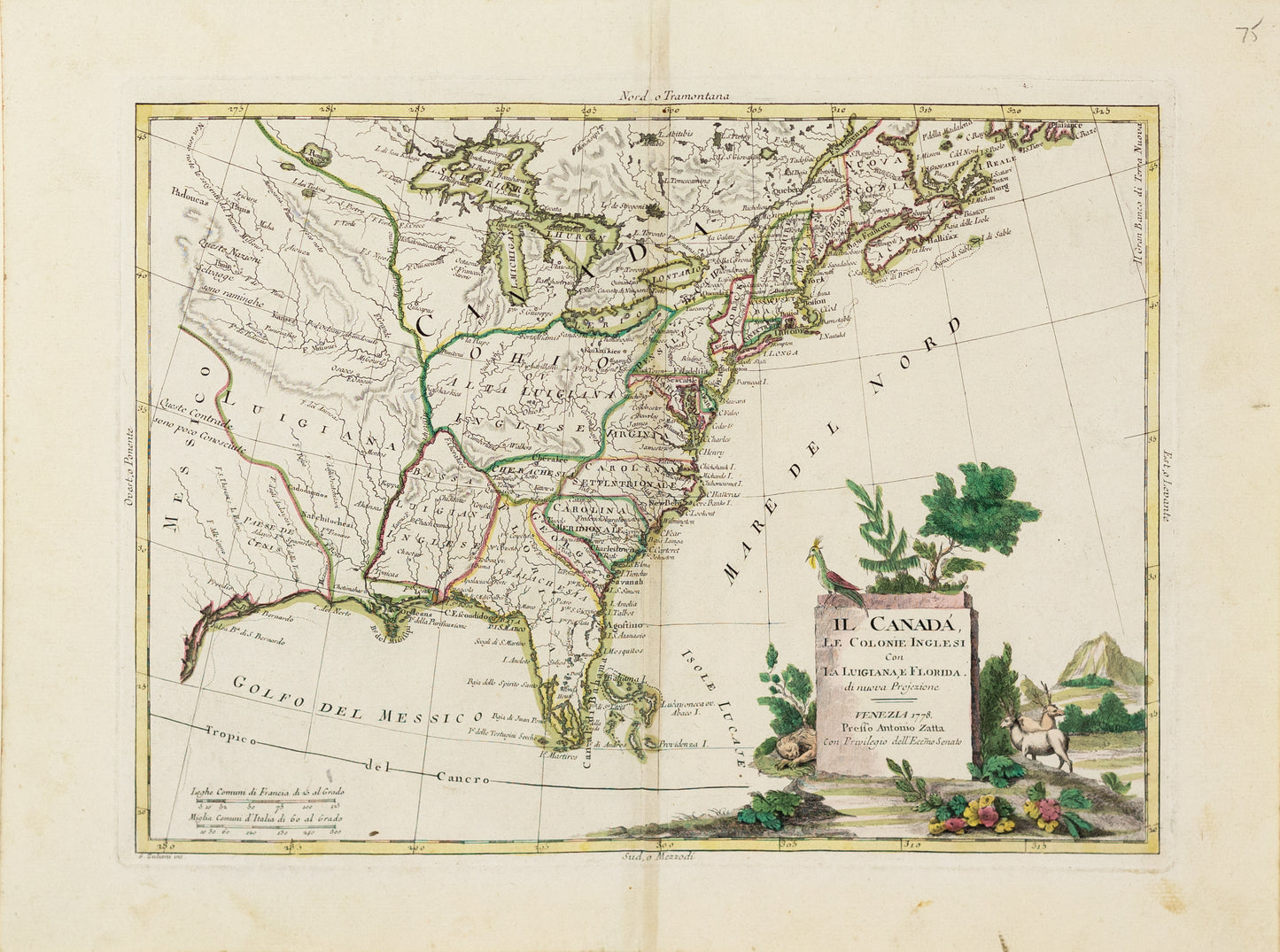 Zatta, Antonio. Il Canada, Le Colonie Inglesi con La Luigiana, E Florida. Venice, 1778