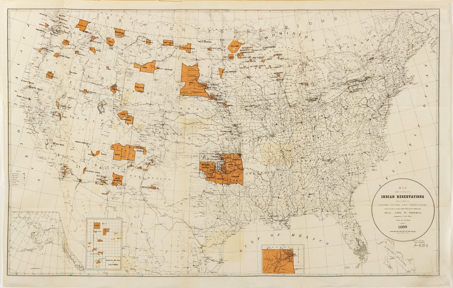 Rowe, WM. H. Map Showing the Locations of the Indian Reservations within the Limits of the United States and Territories. Washington D.C. 1888