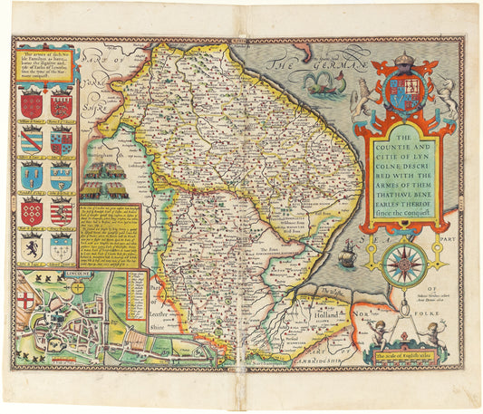 Speed, John. Map of old Lincolnshire. England: 1611