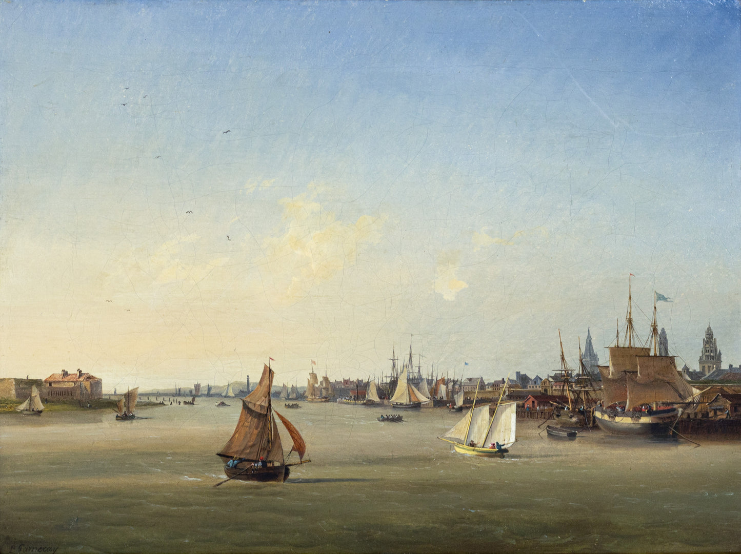 Garneray, Ambroise-Louis. Shipping on the Seine, Rouen.