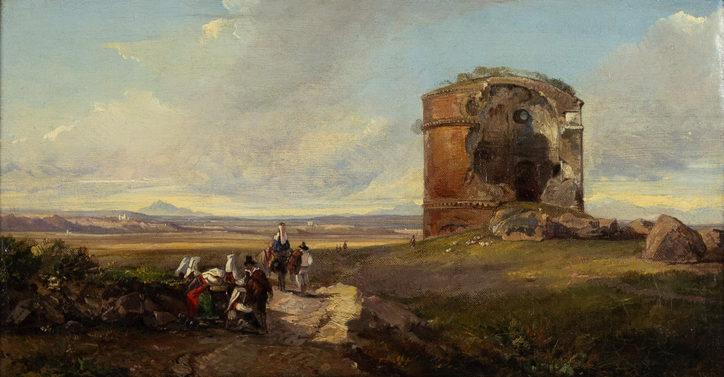 LEAR, Edward (British, 1812-1888). The Tor di Schiavi on the Via Labicana, Rome. ca. 1842.