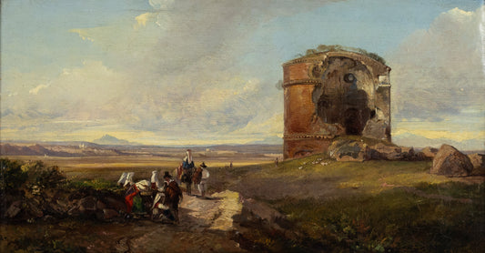 LEAR, Edward (British, 1812-1888). The Tor di Schiavi on the Via Labicana, Rome. ca. 1842.