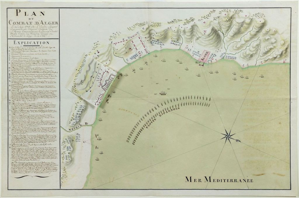 Plan du Combat d'Alger 1775 (Spanish Attack of Algiers). France, 1775.