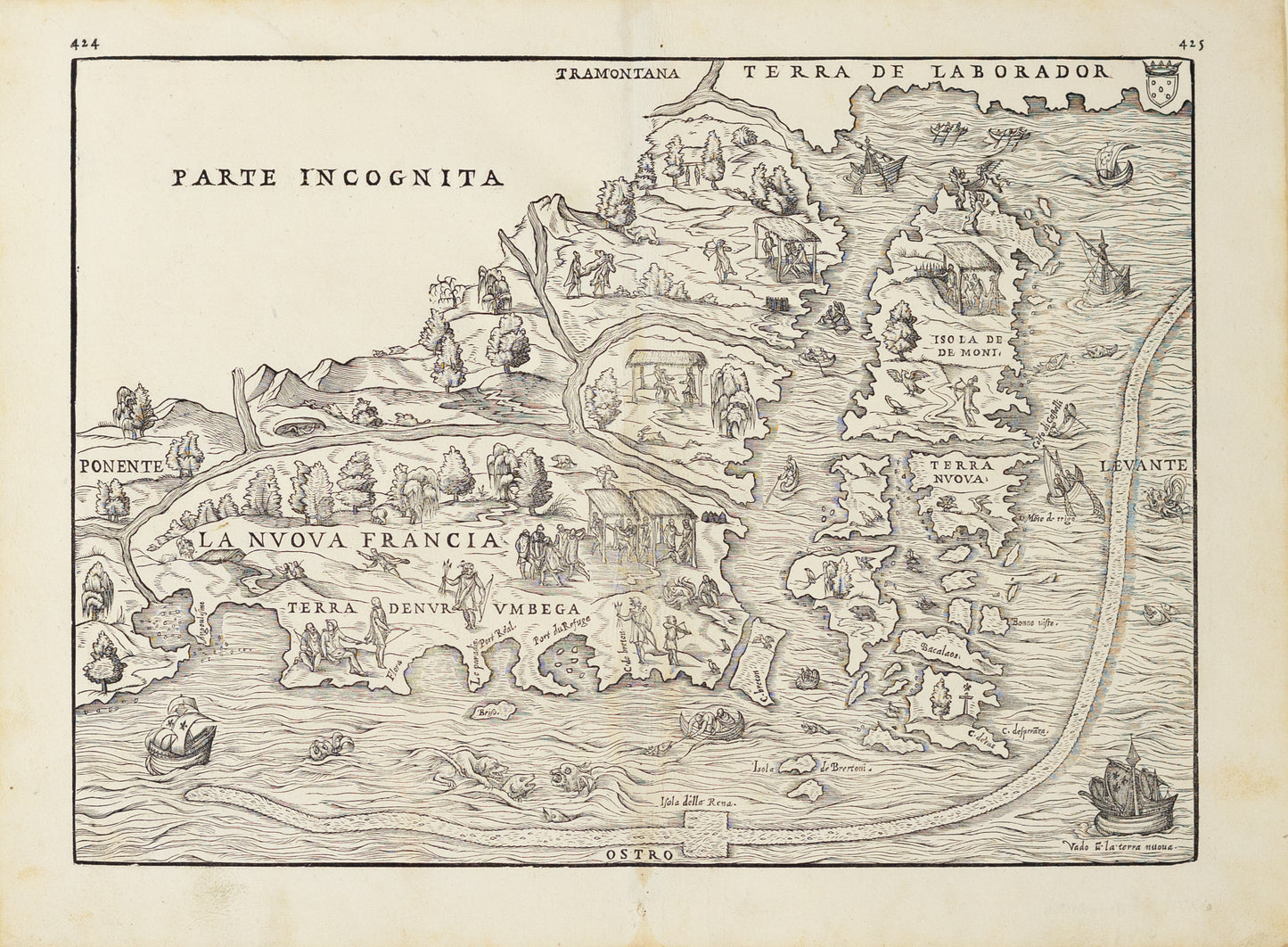 Giovanni Battista Ramusio. La Nuova Francia. Venice, 1565.