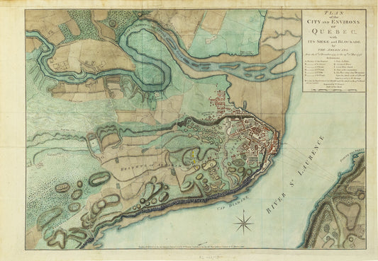 Faden, William. Plan of the City and Environs of Quebec and Its Siege and Blockade by the Americas. London, 1776.