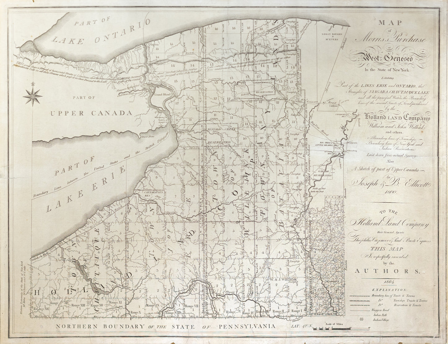Elliott, Joseph & B. Map of Morris's Purchase of West Geneseo in the State of New York. 1804.