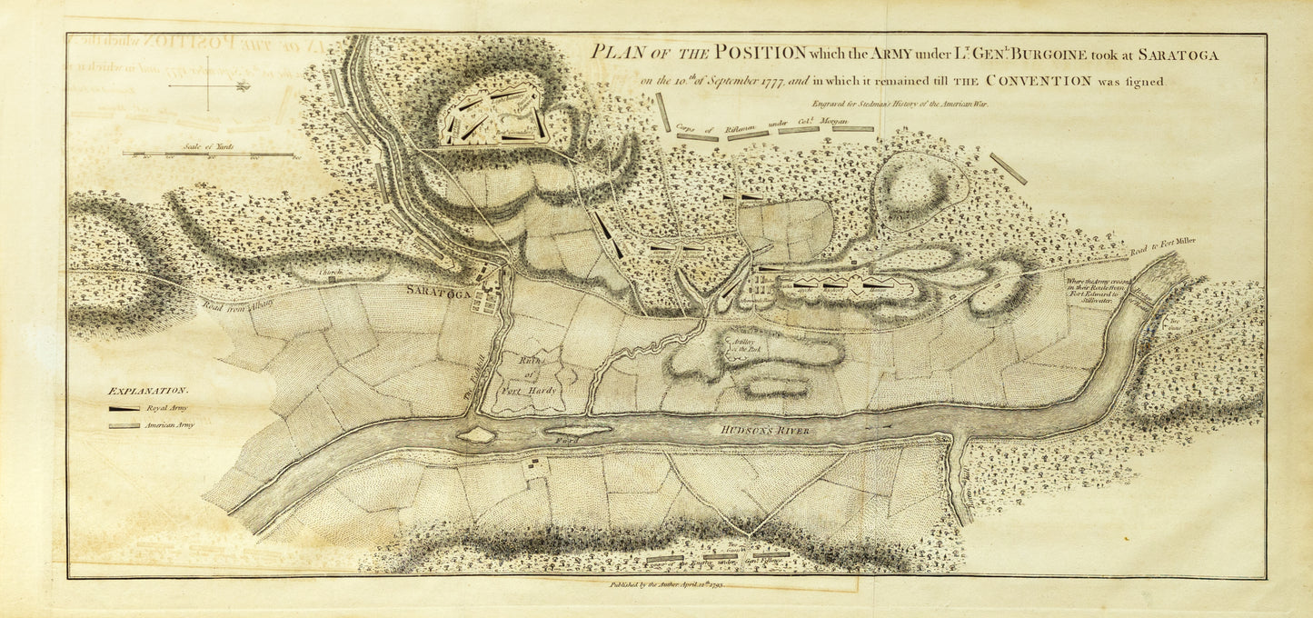 Stedman, Charles. after Faden, William. Plan of the Position which the Army Under Lt. Genl. Burgoine Took at Saratoga on the 10th September 1777. London, 1793