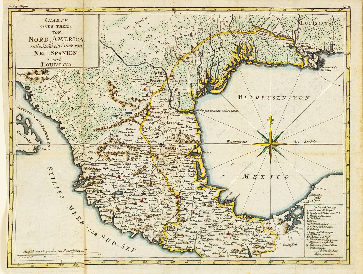Johannes Georg Fleisher. Charte Eines Theils von Nord America enthaltend ein Stück von Neu Spanien und Louisiana. Frankfurt, 1786.