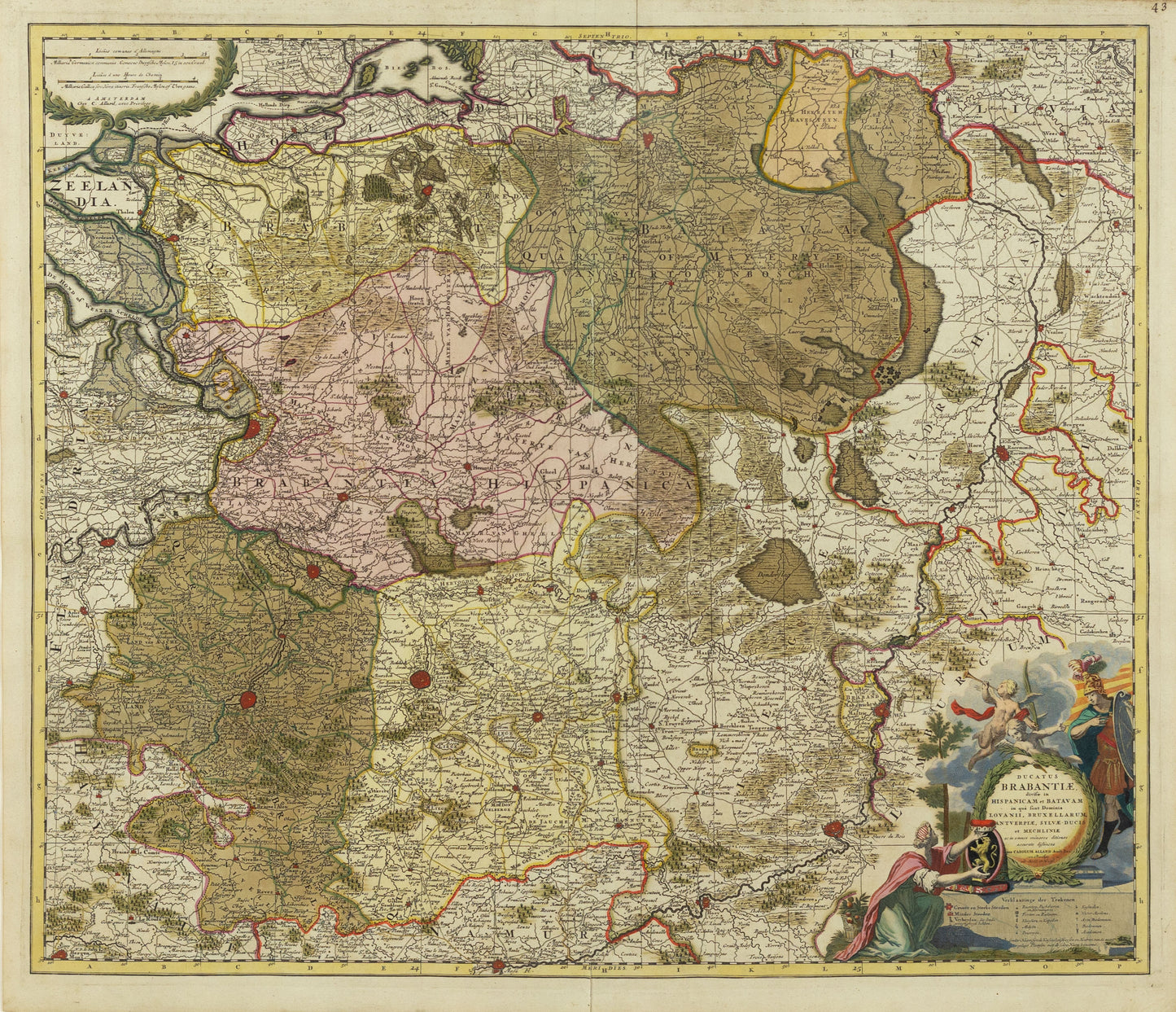 De Wit, Frederick. Ducatus Brabantiae divifae in Hispanicam et Batavam... Amsterdam, c. 1710.