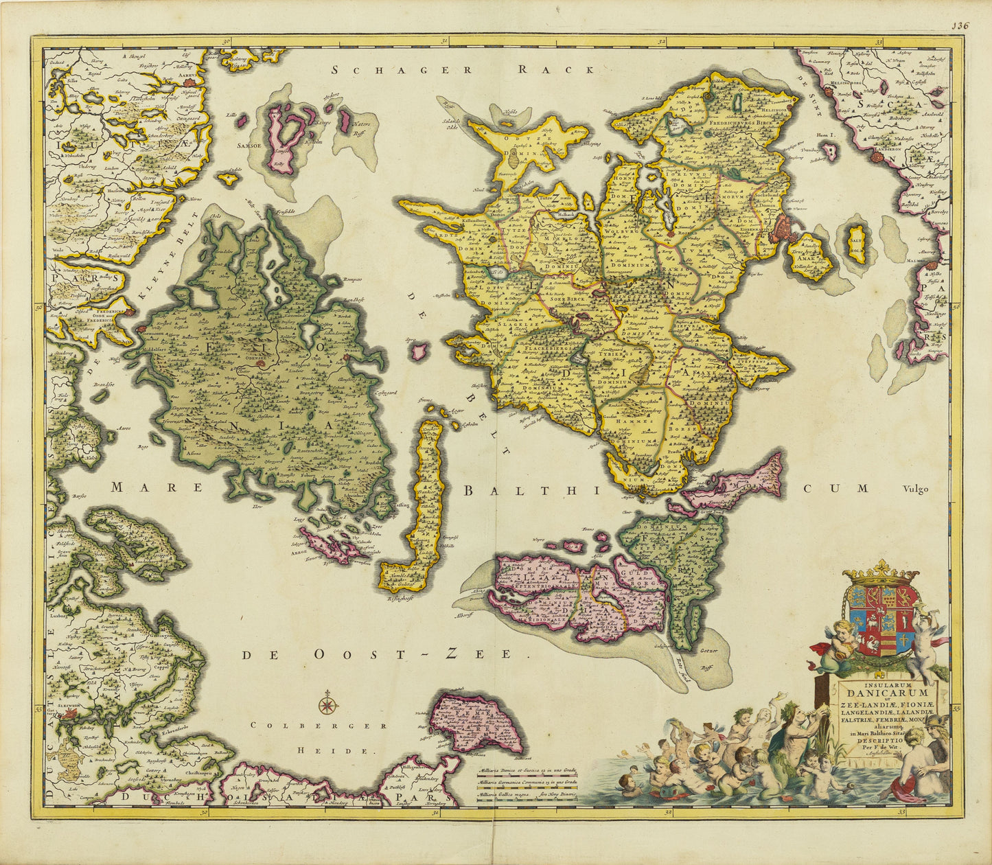 De Wit, Frederick. Insularum Danicarum Ut Zee-Landiae... Amsterdam, c. 1710.