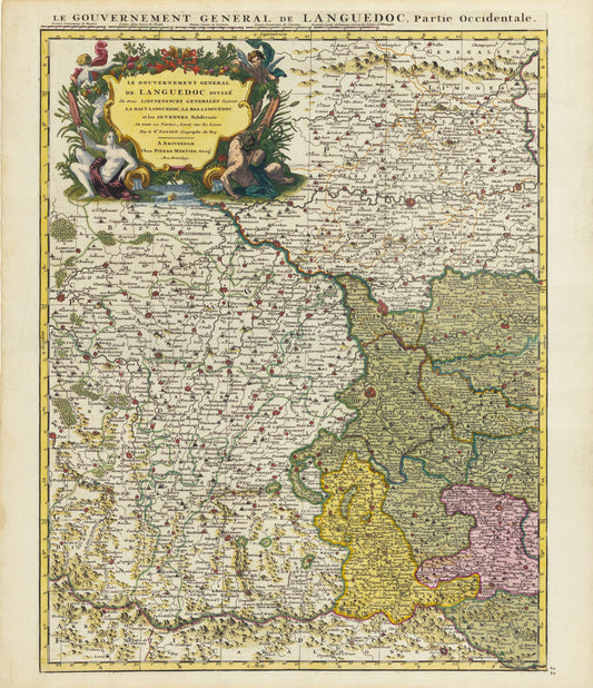 De Wit, Frederick. Le Gouvernement General de Languedoc, Partie Occidentale. Amsterdam, c. 1710.