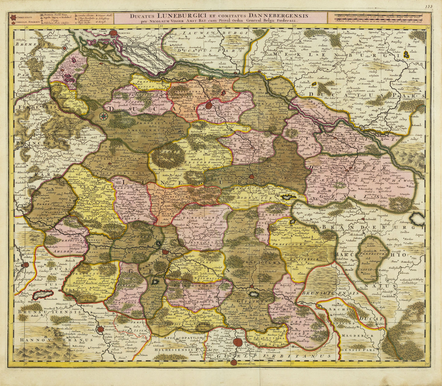 De Wit, Frederick. Ducatus Luneburgici et Comitatus Dannebergensis. Amsterdam, c. 1710.