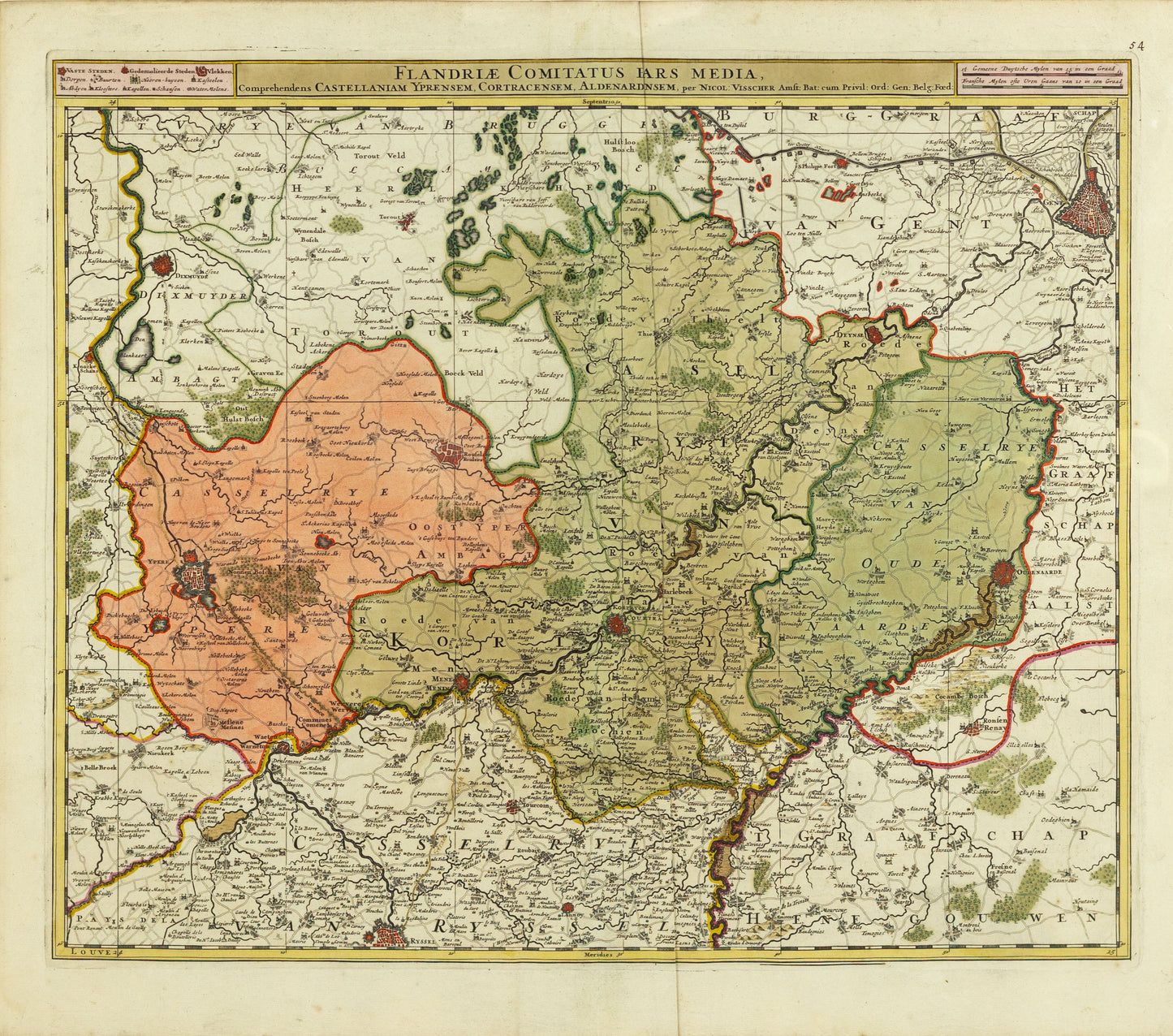 De Wit, Frederick. Flandriae Comitatus Pars Media. Amsterdam, c. 1710.