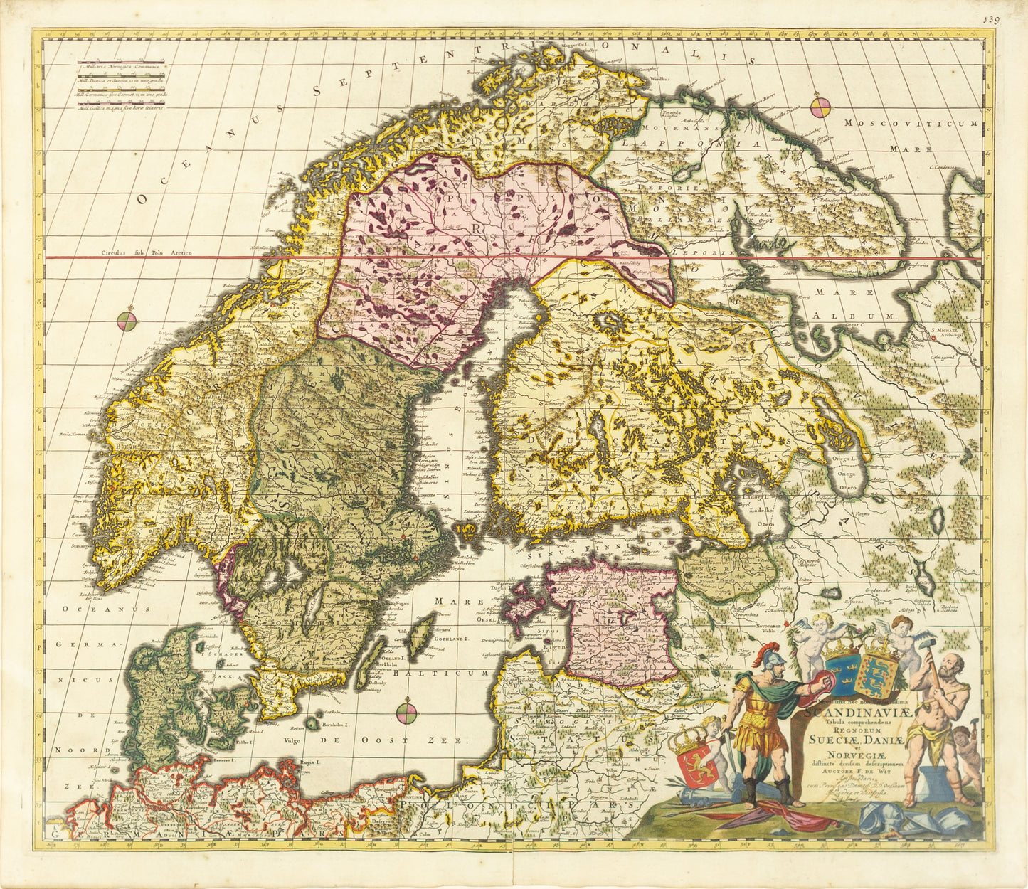 De Wit, Frederick. Novillima nec non Perfechissima Scandinaviae Tabula comprehendens Regnorum Sueciae Daniae et Norvegiae. Amsterdam, c. 1710.
