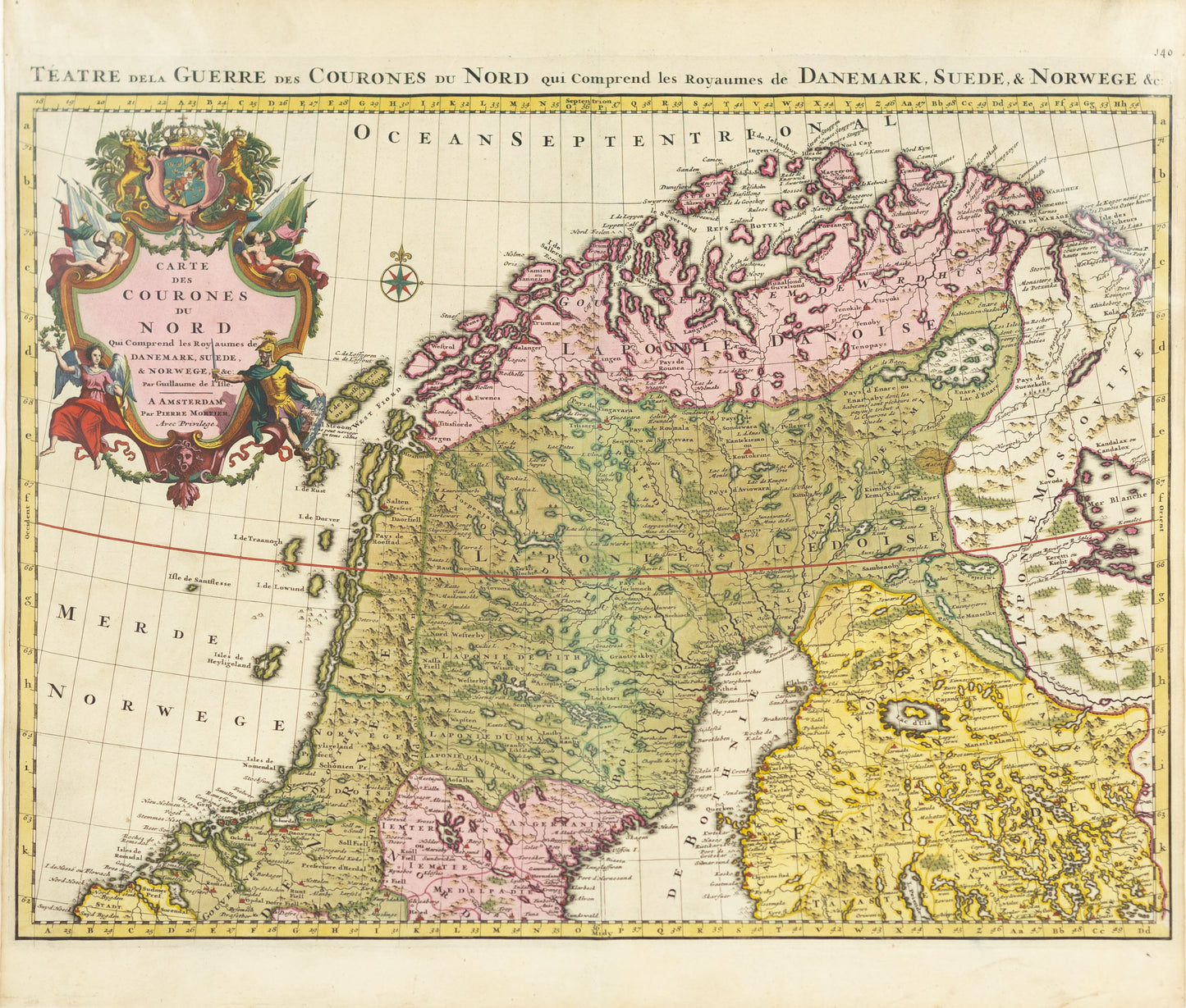 De Wit, Frederick. Carte des Courones du Nord Qui Comprend les Royaumes de Danemark, Suede, & Norwege. Amsterdam, c. 1710.