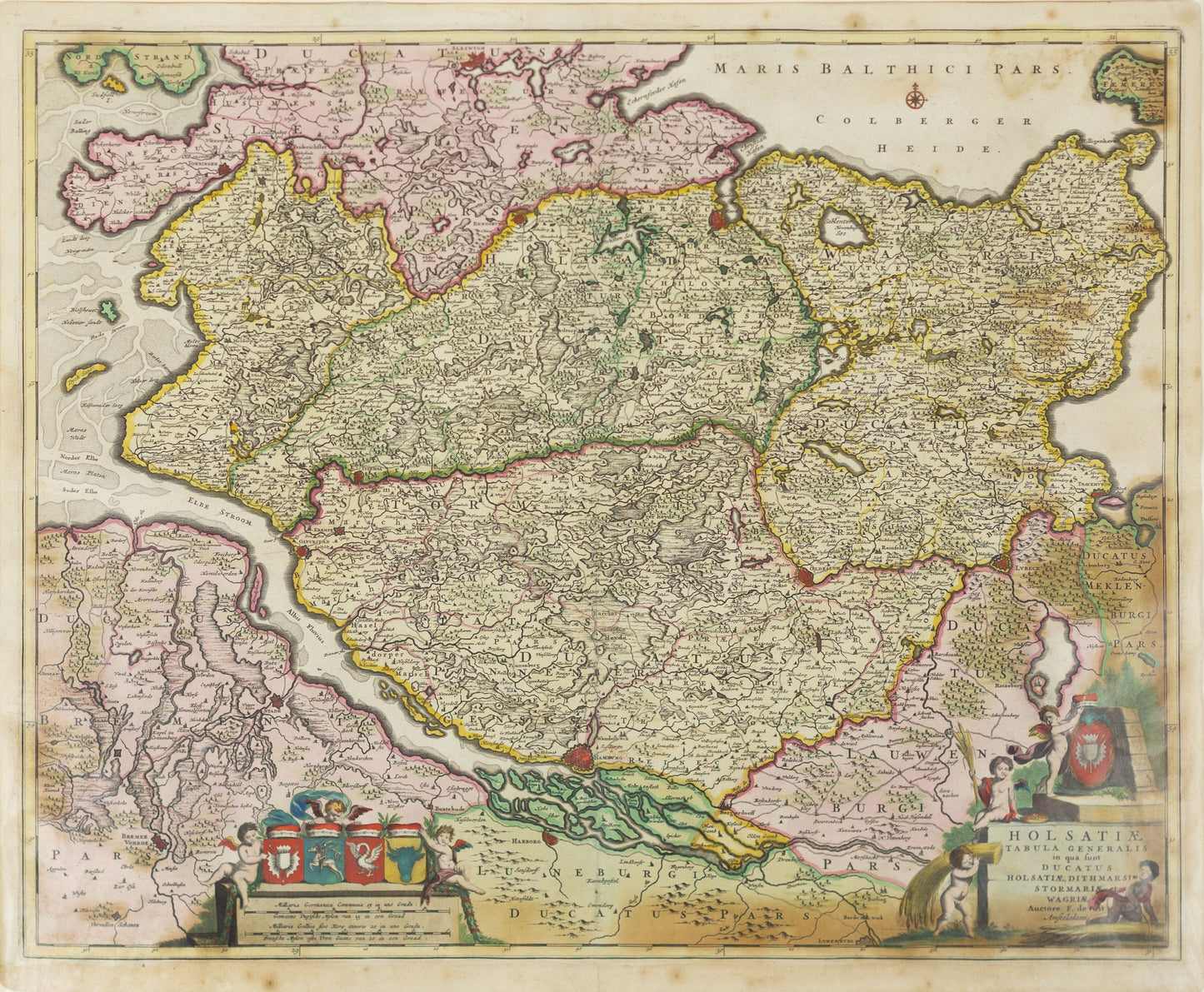 De Wit, Frederick. Holsatiae Tabula Generalis in qua funt Ducatus Holsatiae, Dithmarsiae, Stormariae et Wagriae. Amsterdam, c. 1710.