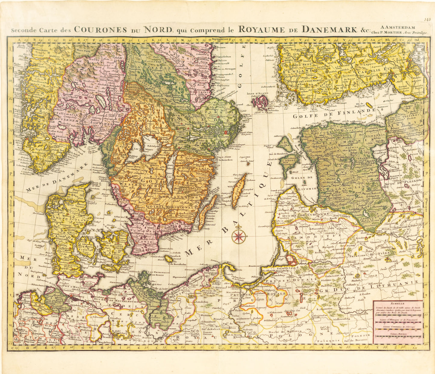 De Wit, Frederick. Seconde Carte des Courones du Nord qui comprend Royaume de Danemark &c.  Amsterdam, c. 1710.