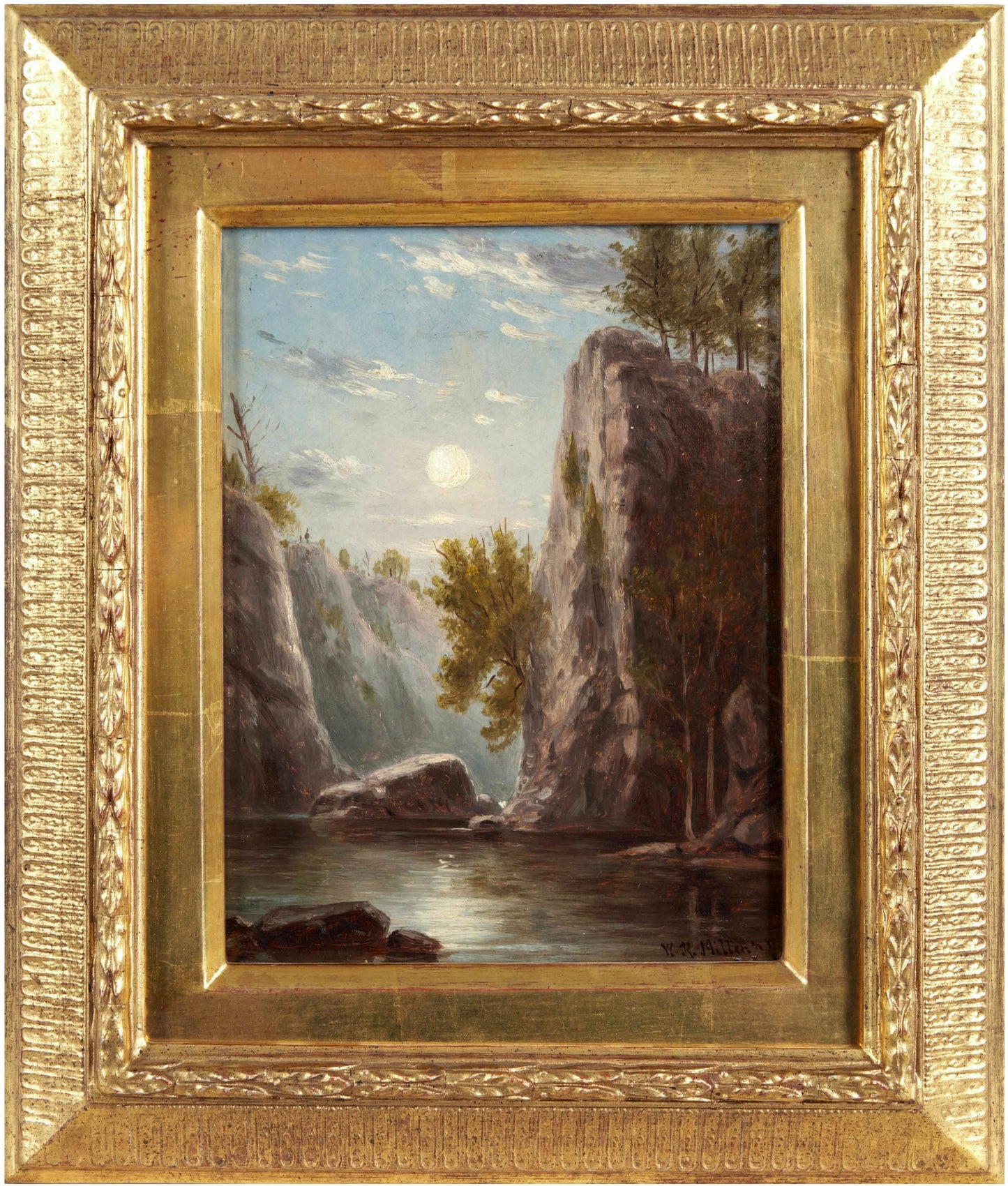 MILLER, William Rickarby (American, 1818-1893). Moonlight on the Passaic River, Paterson, NJ.