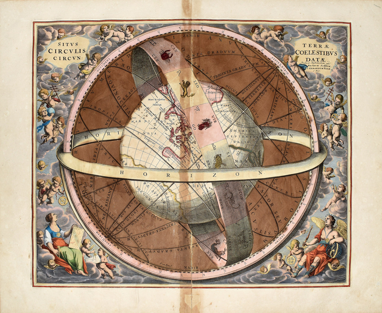 Cellarius, Andreas. Plate 11 - Situs Terrae Circulis Coelestibus Circundatae