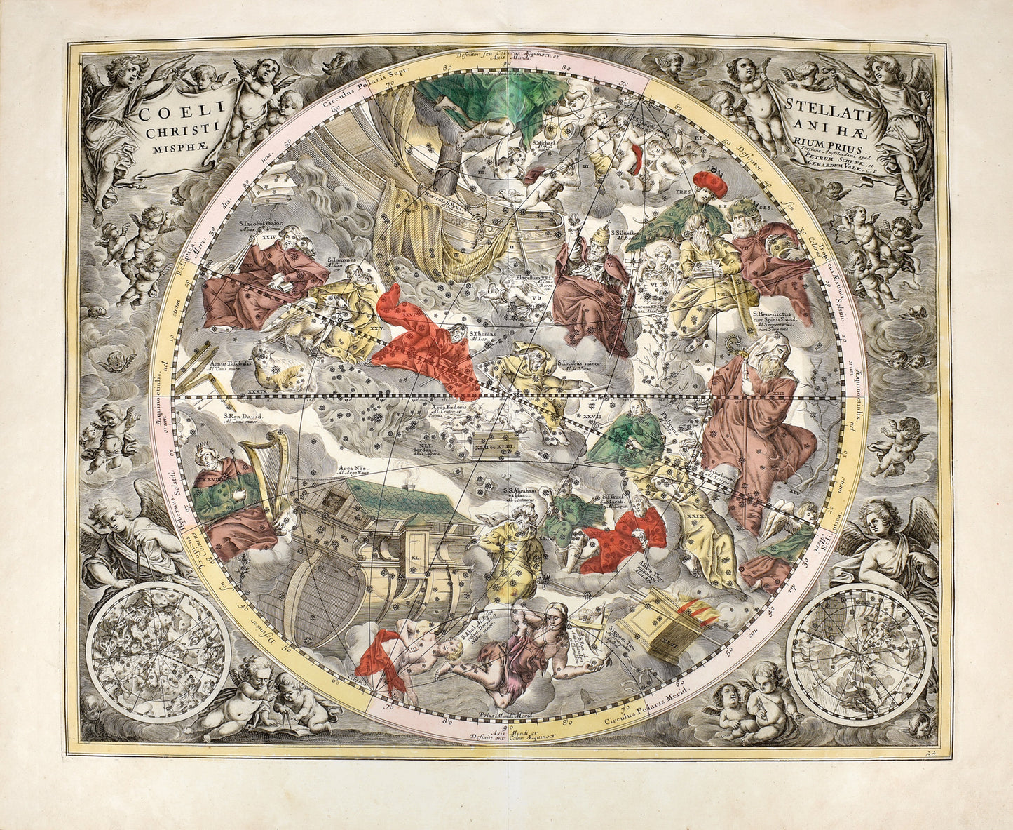 Cellarius, Andreas. Plate 22 - Coeli Stellati Christiani Haemisphaerium Prius