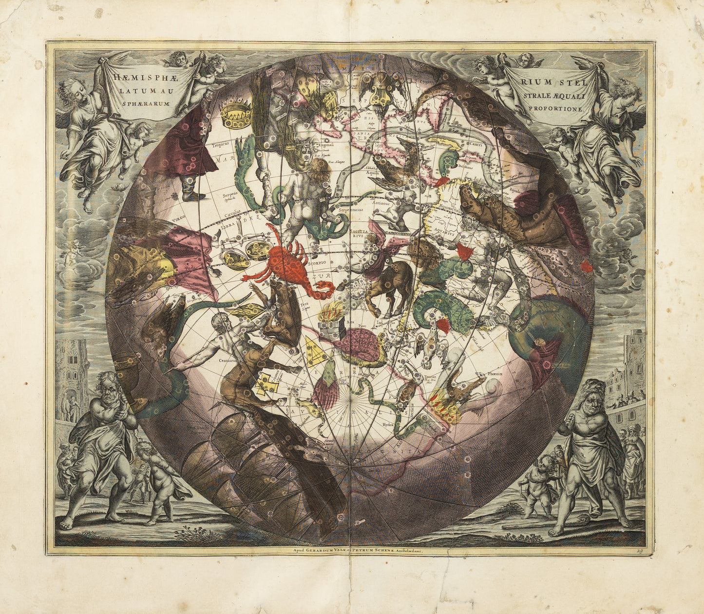 Cellarius, Andreas. Plate 29 - Haemisphaerium Stellatum Australe Cum Aequali Sphaerarum...
