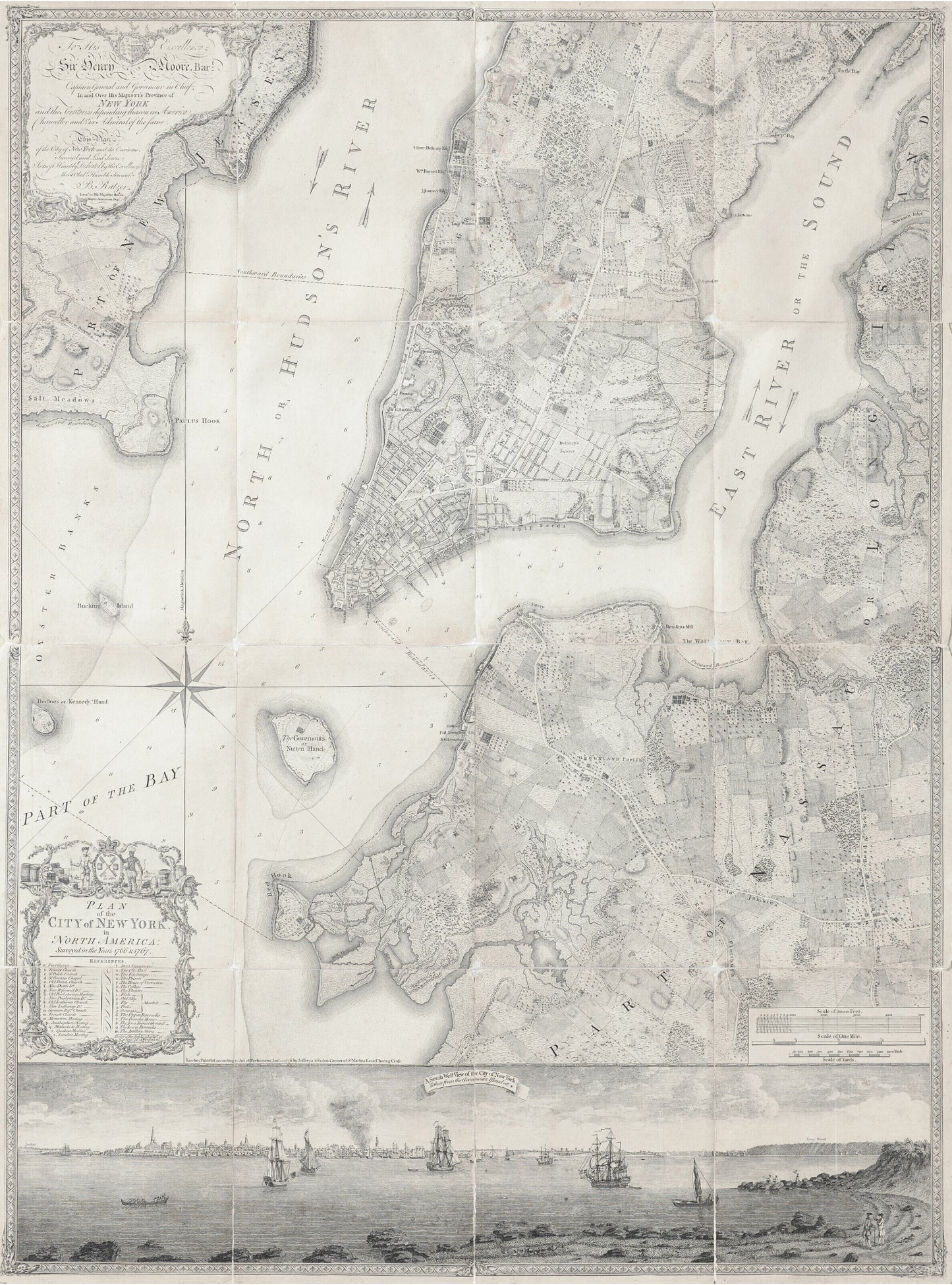 RATZER, BERNARD ( fl. 1756-1777) Plan of the City of New York in North America, surveyed in the years 1766 & 1767.