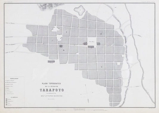 Soldan, Paz. Plano Topografico de la Ciudad de Tarapoto. Paris, ca. 1865.