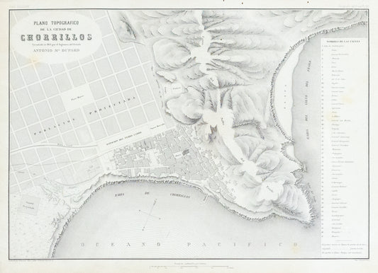 Soldan, Paz. Plano Topografico de la Ciudad de Chorrillos. Paris, ca. 1865.