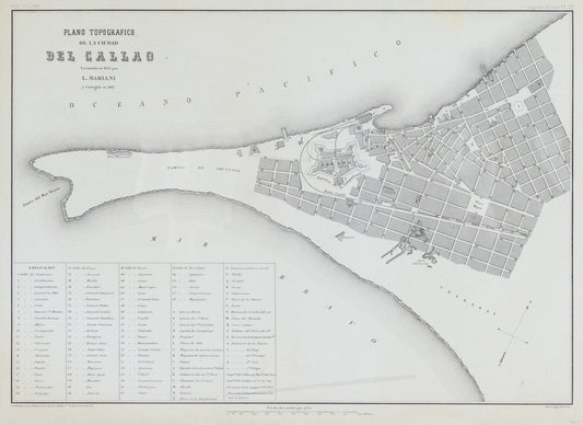 Soldan, Paz. Plano Topografico de la Ciudad de Callao. Paris, ca. 1865.