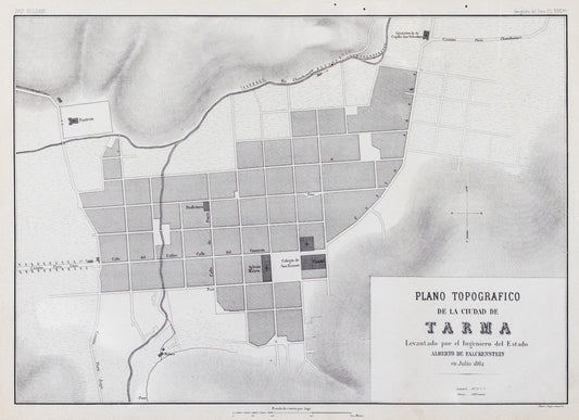 Soldan, Paz. Plano Topografico de la Ciudad de Tarma. Paris, ca. 1865.